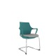 Turquoise Perforated Back Chair With Integrated Arms, Upholstered Seat And Chrome Cantilever Frame